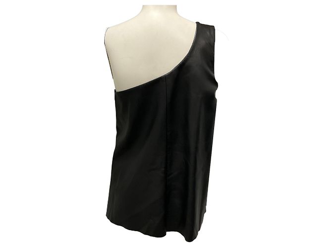 Autre Marque Schwarzes Nappa-Lammleder-Top mit einem Schulterträger von Brandon Maxwell - Ansicht 3