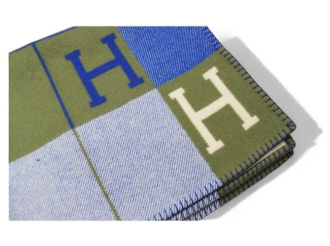 Plaid da Divano Avalon III di Hermès Blu Crudo Cachi - vista 3