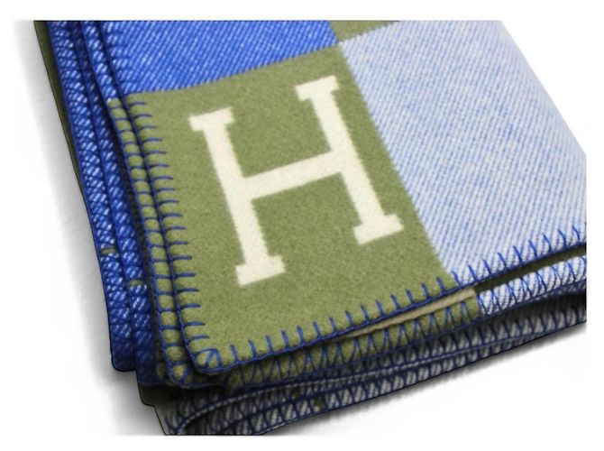 Plaid da Divano Avalon III di Hermès Blu Crudo Cachi - vista 4