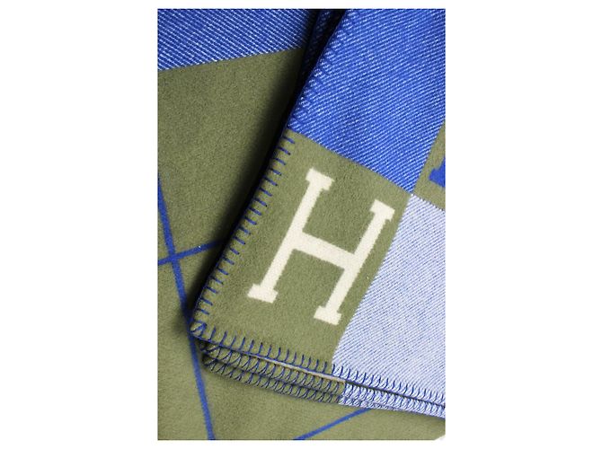 Plaid da Divano Avalon III di Hermès Blu Crudo Cachi - vista 8