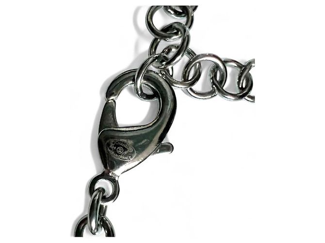 CC Perlen Metall Email Grau Halskette Chanel - Ansicht 9