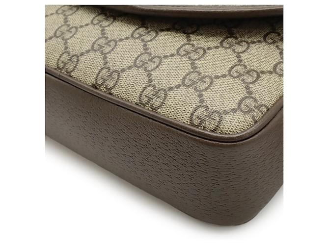 Borsa a Spalla Piccola Gucci Ophidia GG Supreme Marrone Beige - vista 3