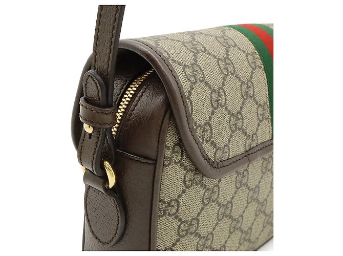 Borsa a Spalla Piccola Gucci Ophidia GG Supreme Marrone Beige - vista 4