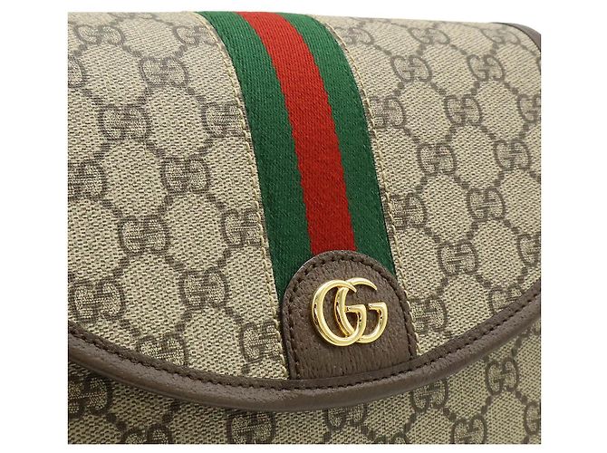 Borsa a Spalla Piccola Gucci Ophidia GG Supreme Marrone Beige - vista 7