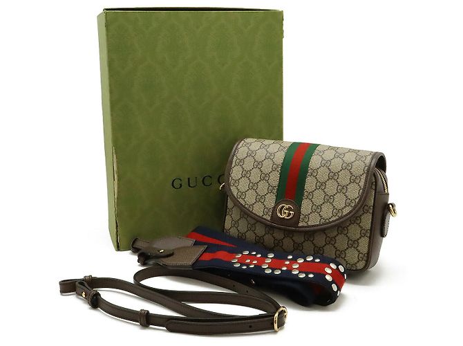 Borsa a Spalla Piccola Gucci Ophidia GG Supreme Marrone Beige - vista 9