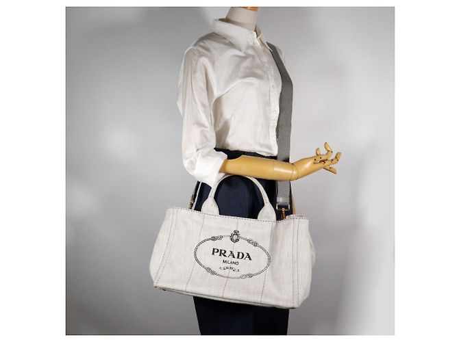 Borsa Prada Canapa in denim grigio chiaro - vista 16
