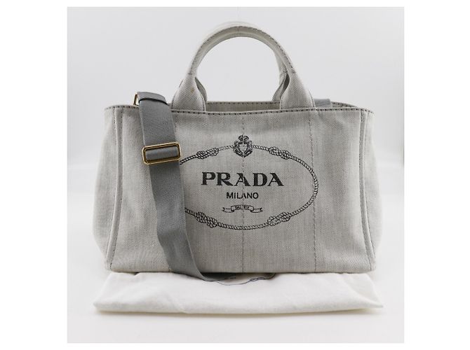 Borsa Prada Canapa in denim grigio chiaro - vista 17