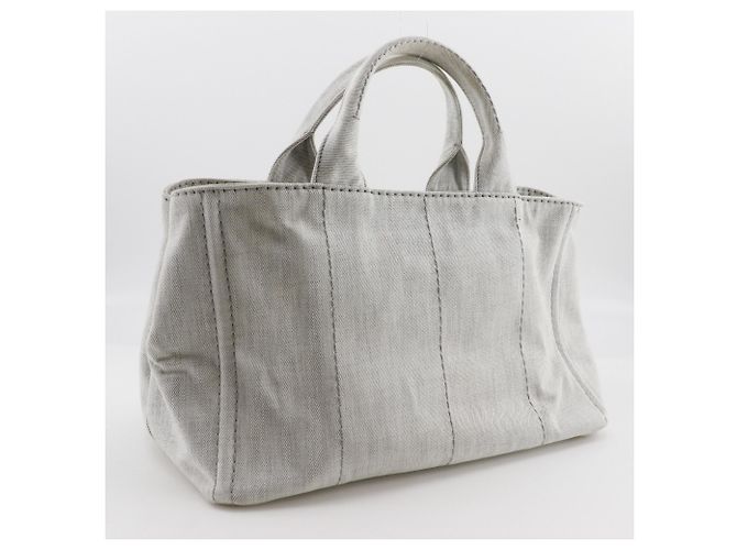 Borsa Prada Canapa in denim grigio chiaro - vista 3