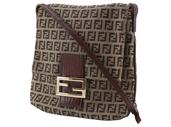 Borsa a Spalla Fendi Zucchino Marrone - vista 2