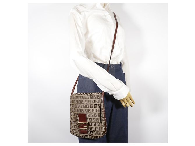 Borsa a Spalla Fendi Zucchino Marrone - vista 20