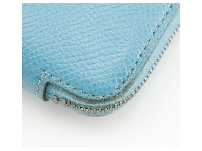 Hermès Azap Seidenlangbörse aus hellblauem Epsom-Leder - Ansicht 12