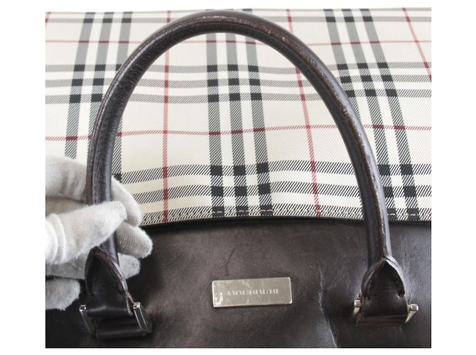 Borsa Boston in tela beige Burberry - vista 9