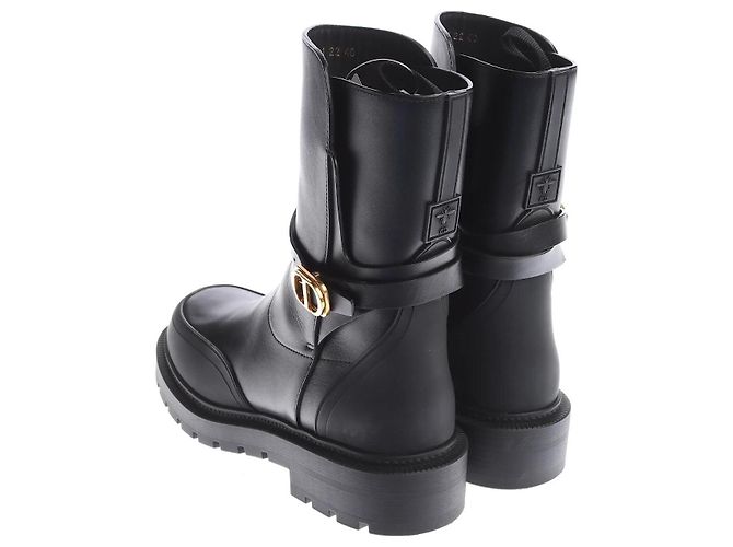 Botas Dior de cuero de ternera liso negro con hebilla CD Talla 40 - vista 2
