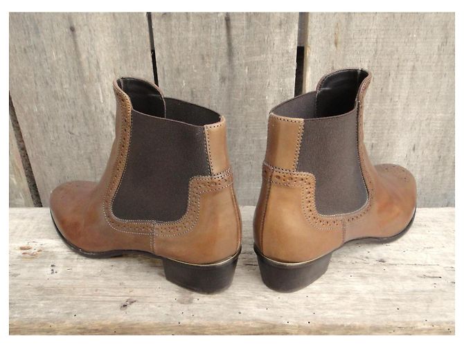 Autre Marque Botines AGL de cuero marrón claro - vista 3