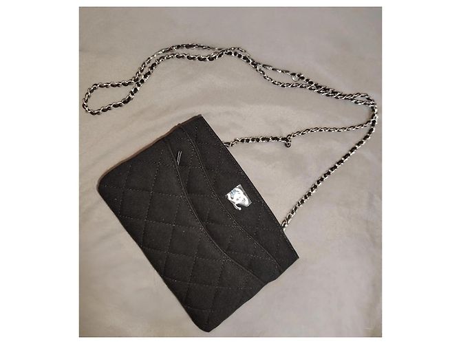 Borsa Chanel in tessuto nero - vista 3