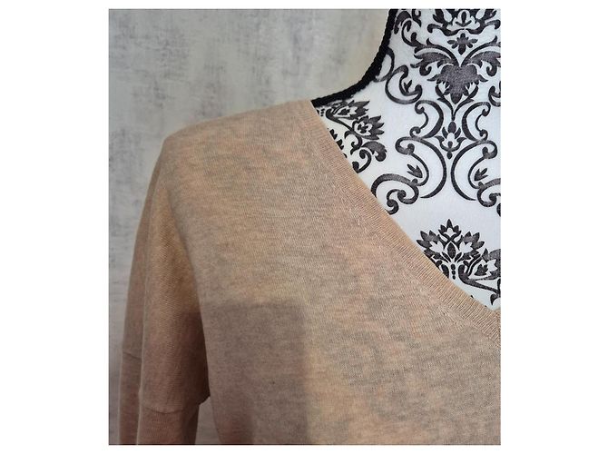 Pull feminino Bellerose bege com decote em V Tamanho 2 (38 / M) - vista 2