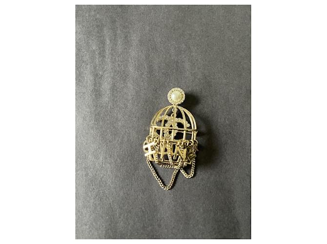 Spilla Chanel Birdcage Oro Gold hardware - vista 2