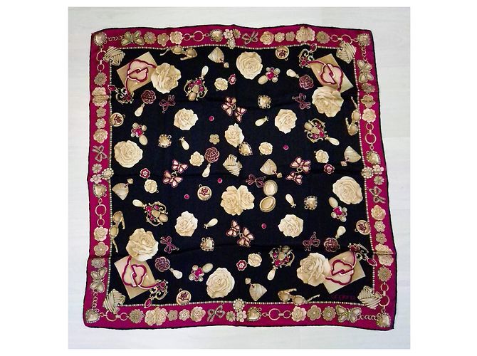 Emanuel Ungaro foulard in seta vintage 1990s Nero Viola scuro - vista 3