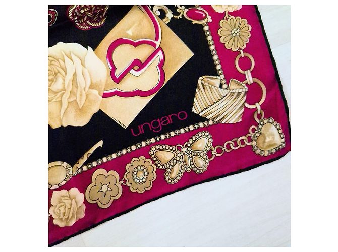 Emanuel Ungaro foulard in seta vintage 1990s Nero Viola scuro - vista 6