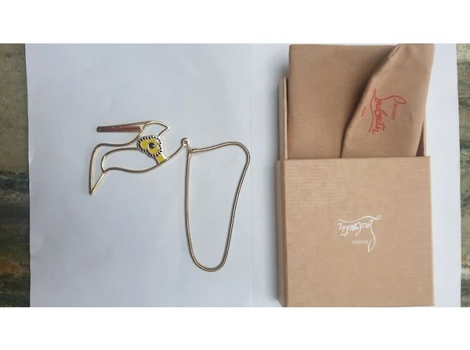Portachiavi Christian Louboutin Scarpa con Tacco Oro e Rosso - vista 3