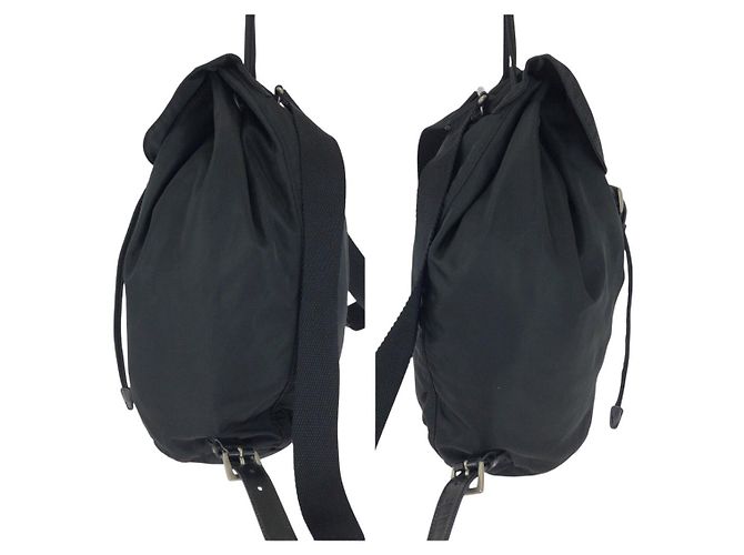 Prada Nylon Tessuto Logo Rucksack Schwarz - vista 8