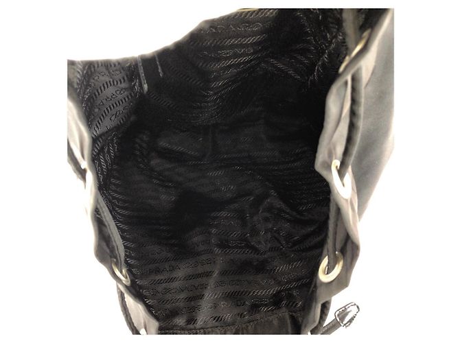 Prada Nylon Tessuto Logo Rucksack Schwarz - vista 9