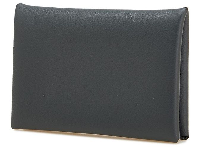 Hermès Tarjetero Hermes Calvi Vau Epsom Gris - vista 2