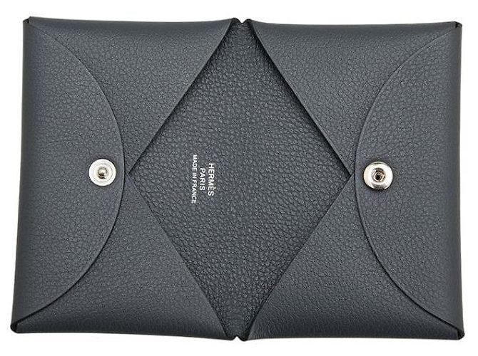 Hermès Tarjetero Hermes Calvi Vau Epsom Gris - vista 6