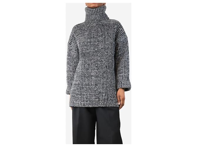Acne Schwarzer und grauer grob gestrickter Pullover - Größe XS - Ansicht 3