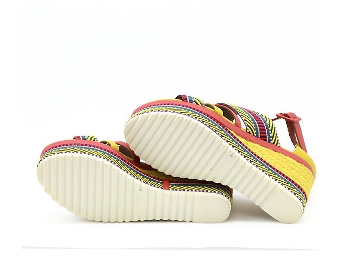 Sandali con zeppa in pelle Ines di Hermès Rosa Multicolore Giallo - vista 4