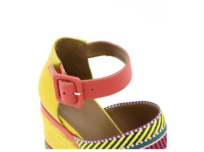 Sandali con zeppa in pelle Ines di Hermès Rosa Multicolore Giallo - vista 6