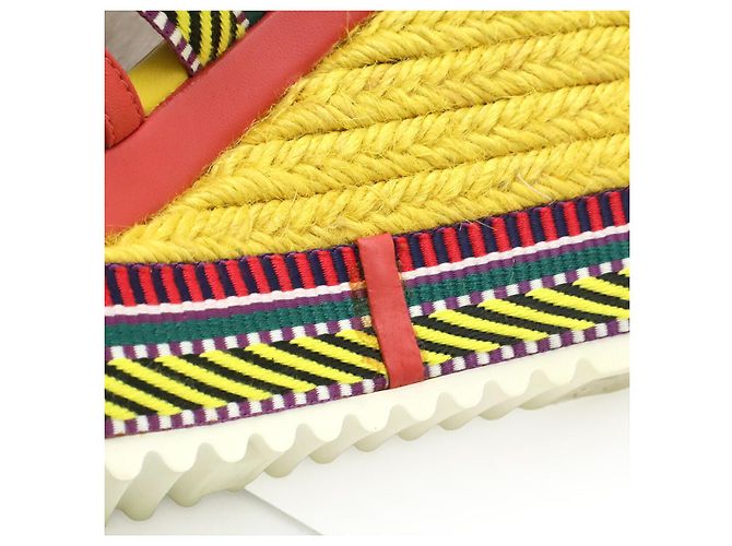 Sandali con zeppa in pelle Ines di Hermès Rosa Multicolore Giallo - vista 7