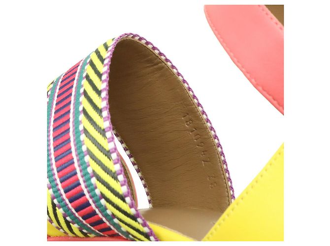 Sandali con zeppa in pelle Ines di Hermès Rosa Multicolore Giallo - vista 8