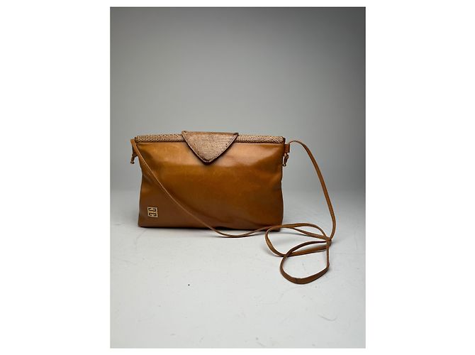 Vintage Givenchy Schlangenprägung Leder Umhängetasche Camel Kamel - Ansicht 14