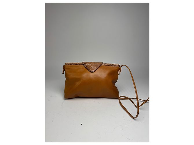 Vintage Givenchy Schlangenprägung Leder Umhängetasche Camel Kamel - Ansicht 15