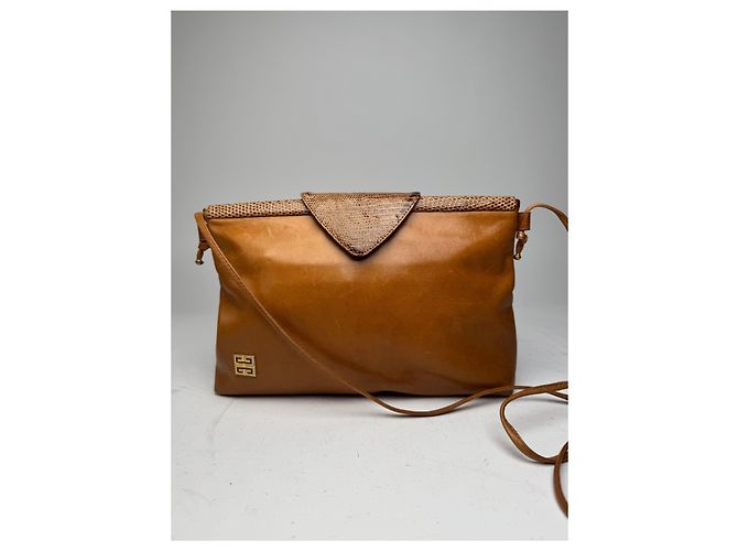 Vintage Givenchy Schlangenprägung Leder Umhängetasche Camel Kamel - Ansicht 6