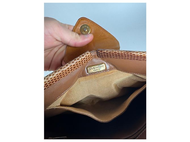 Vintage Givenchy Schlangenprägung Leder Umhängetasche Camel Kamel - Ansicht 7