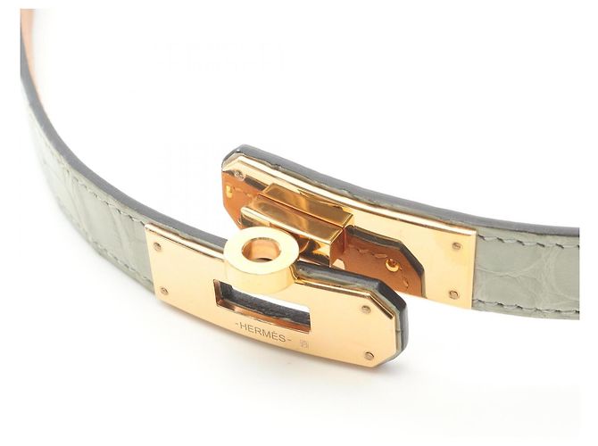 Hermès Kelly Gürtel aus mattem Alligator Grün - Ansicht 3