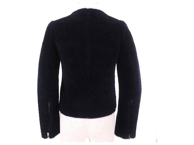 Céline Chaqueta de cordero de piel de cordero de la época Phoebe de Celine Azul Azul marino - vista 3