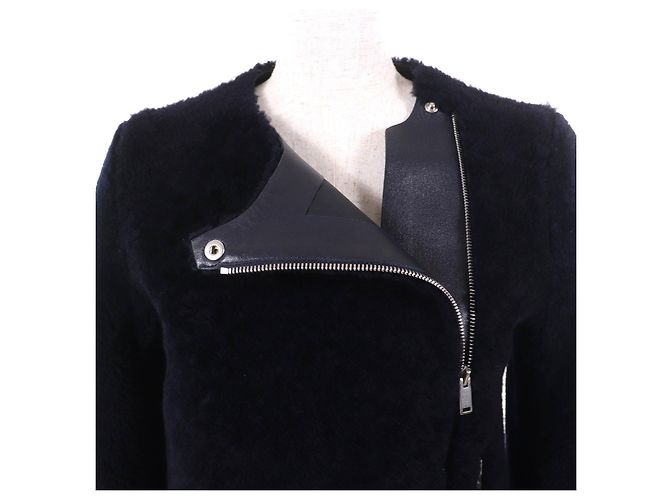 Céline Chaqueta de cordero de piel de cordero de la época Phoebe de Celine Azul Azul marino - vista 5