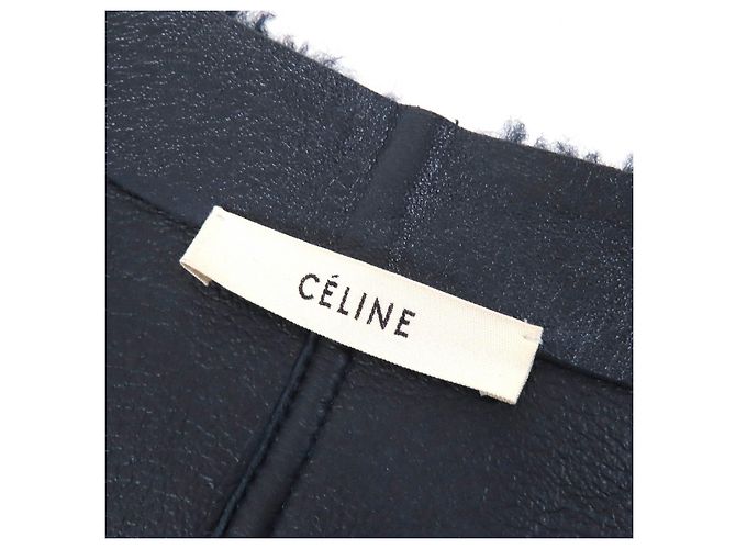 Céline Chaqueta de cordero de piel de cordero de la época Phoebe de Celine Azul Azul marino - vista 9