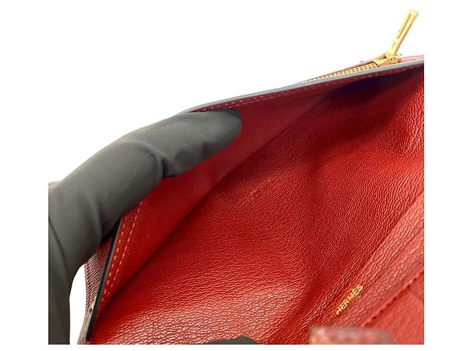 Hermès Hermes Bearn Soufflet Shiny Alligator Long Wallet Brown Bronze - view 10