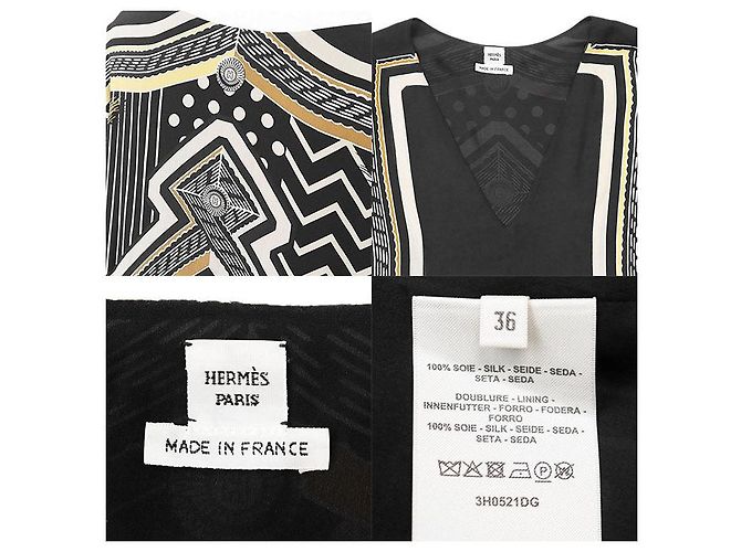Vestido de seda con estampado H Logo Poste aux Lettres de Hermès Negro - vista 10