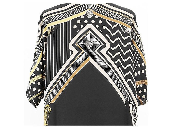 Vestido de seda con estampado H Logo Poste aux Lettres de Hermès Negro - vista 13