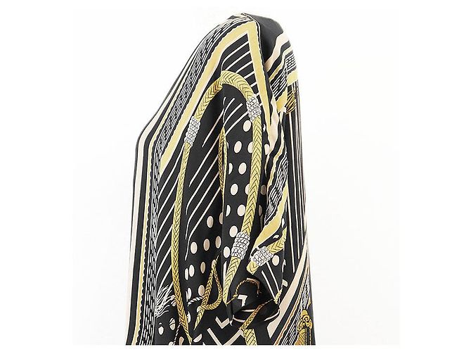 Vestido de seda con estampado H Logo Poste aux Lettres de Hermès Negro - vista 14