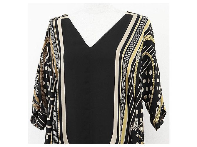 Vestido de seda con estampado H Logo Poste aux Lettres de Hermès Negro - vista 2