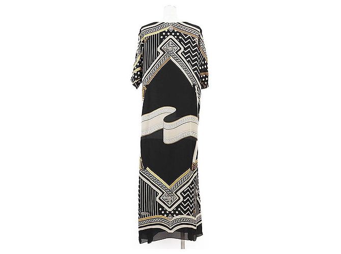 Vestido de seda con estampado H Logo Poste aux Lettres de Hermès Negro - vista 5
