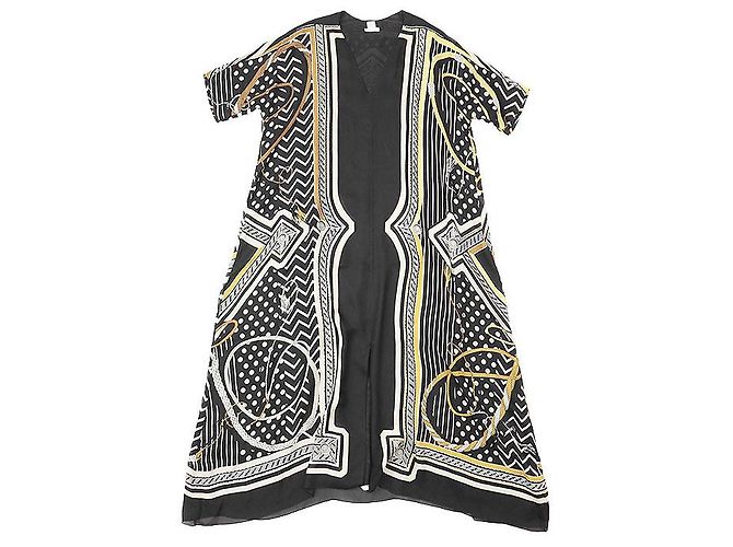 Vestido de seda con estampado H Logo Poste aux Lettres de Hermès Negro - vista 7