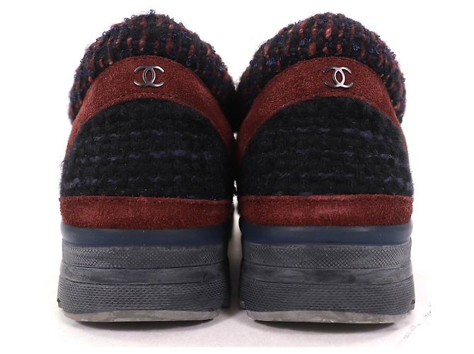 Chanel COCO Mark Tweed Switch Wildleder-Sneaker Braun Schwarz Golden Gelb - Ansicht 6