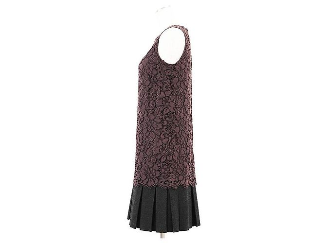 Dolce & Gabbana Dolce&Gabbana Kleid aus Wollmischung mit Spitze Braun Bordeaux - Ansicht 11